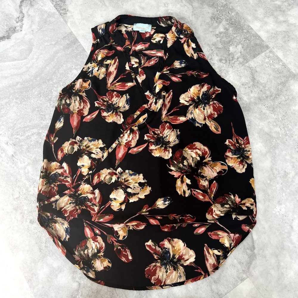 Veronica M Floral‎ Sleeveless Tank Top Blouse Size XSmall XS High Low